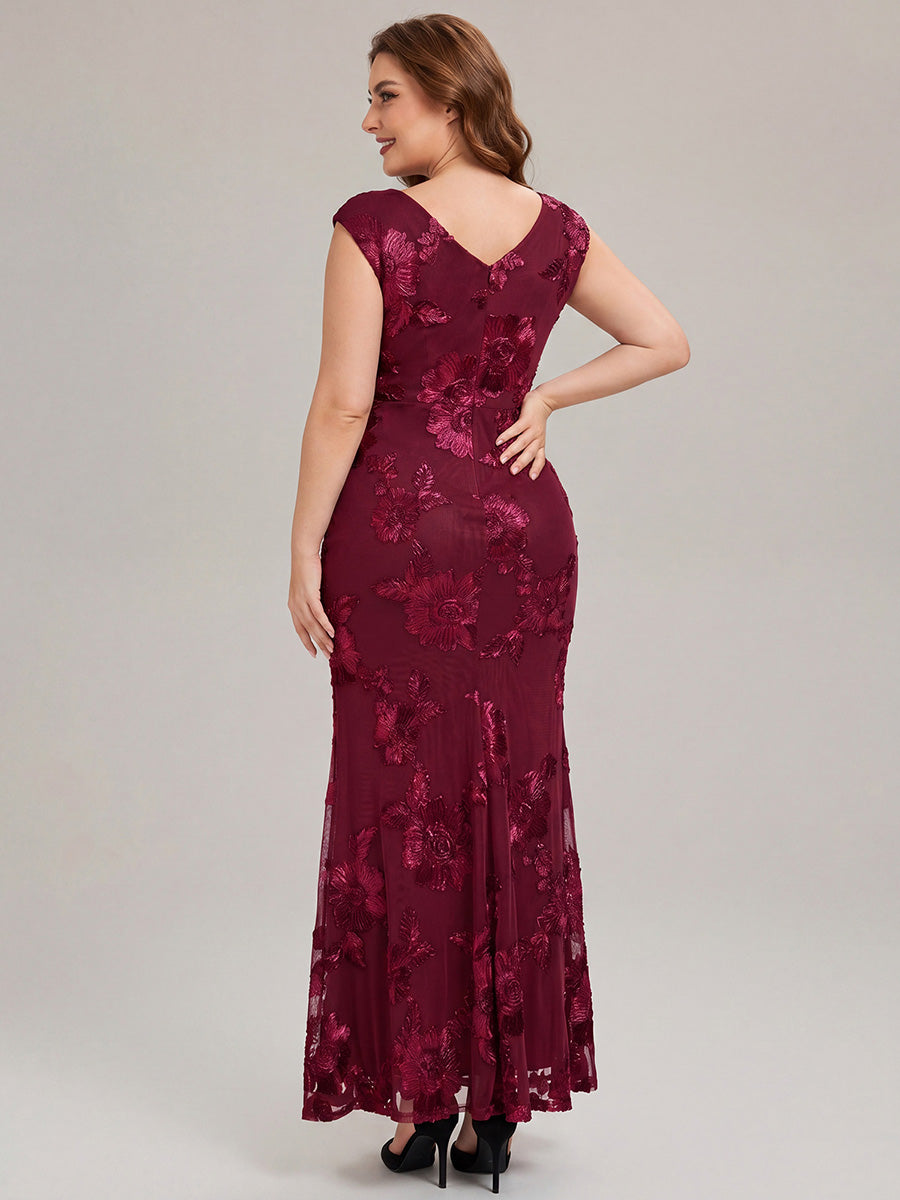 Robe Midi Sirène Sans Manches à Épaule Unique en Tissu à Faible Élasthanne Robe de Soirée Chic #Couleur_Bordeaux