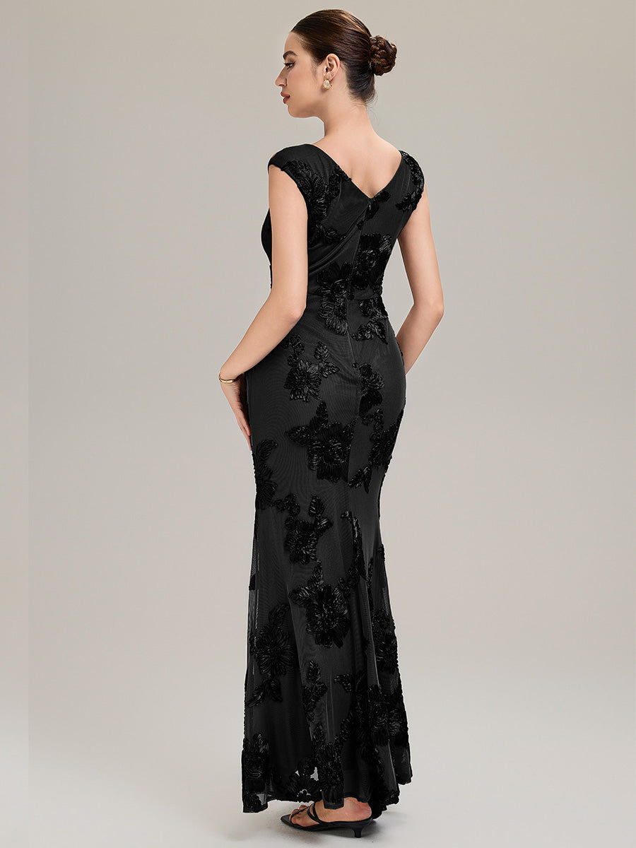 Robe Midi Sirène Sans Manches à Épaule Unique en Tissu à Faible Élasthanne Robe de Soirée Chic #Couleur_Noir
