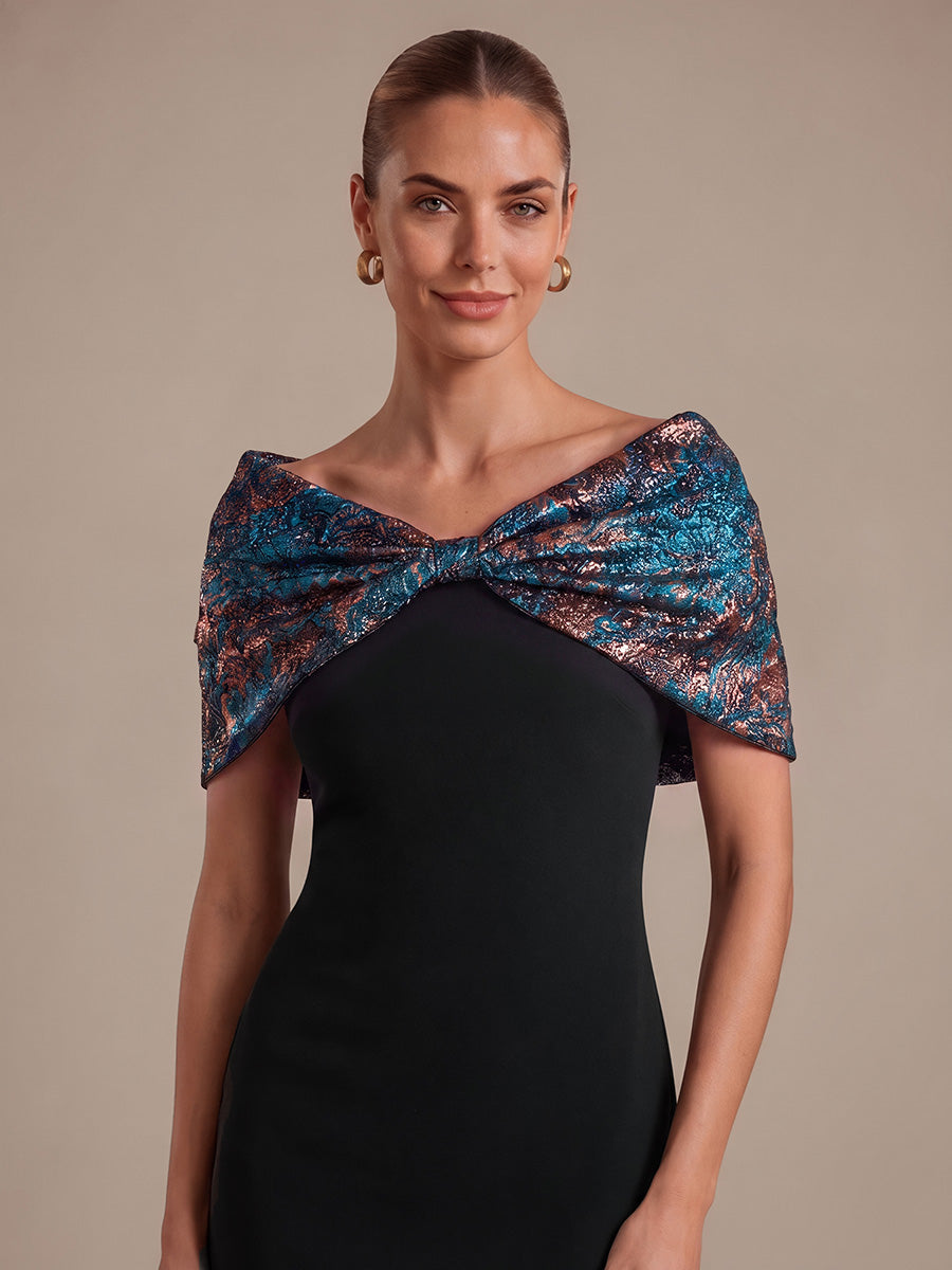 robe maxi bodycon ¨¤ manches courtes et d¨¦collet¨¦ en V #Couleur_Bleu roi/Or