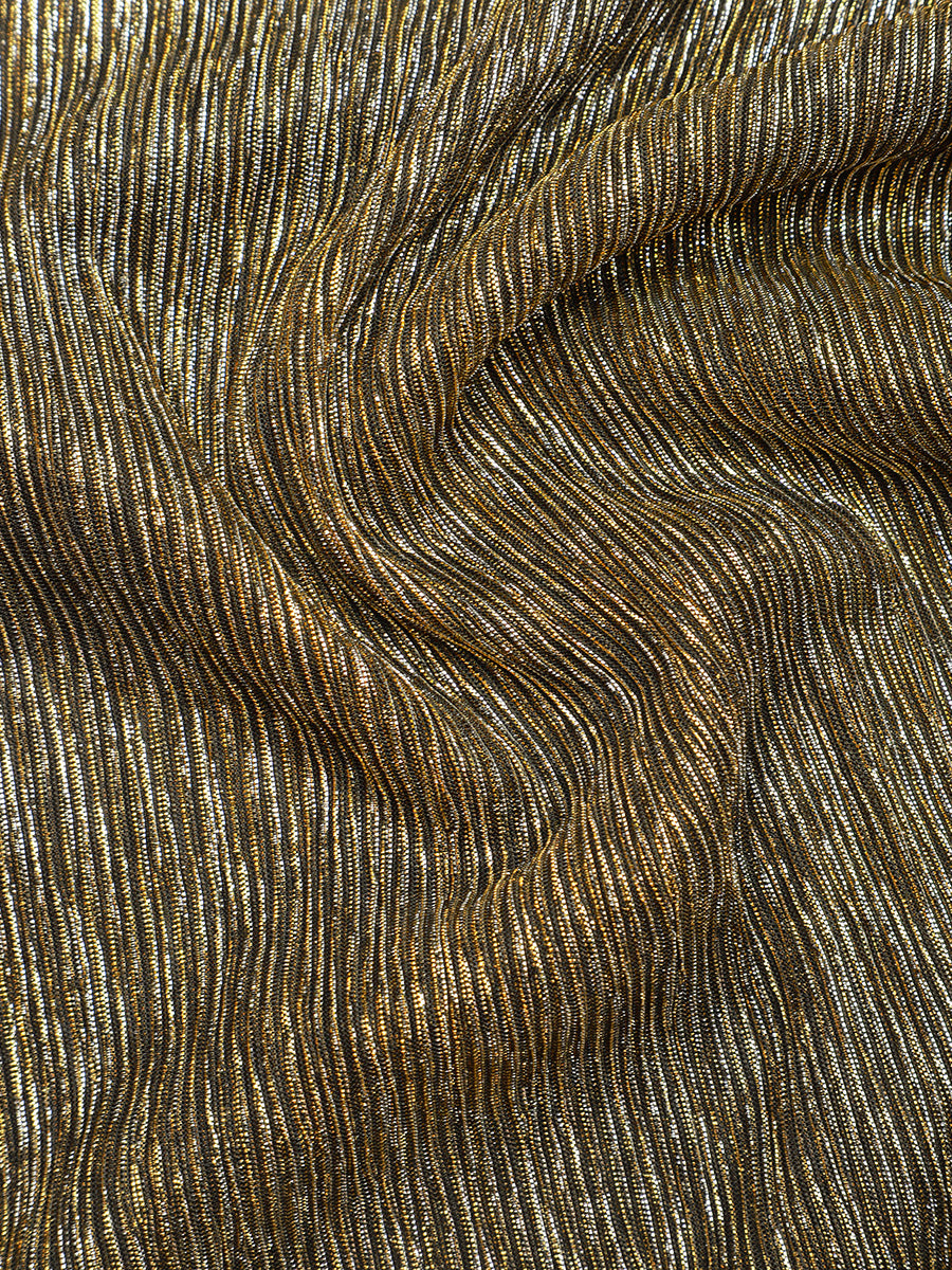 robe maxi ¨¤ col rond ¨¤ manches courtes avec volants en coupe A extensible #Couleur_Or métallique
