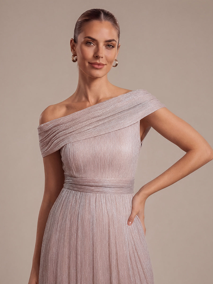 Robe A-Line sans manches maxi pliss¨¦e avec tissu extensible #Couleur_Rose