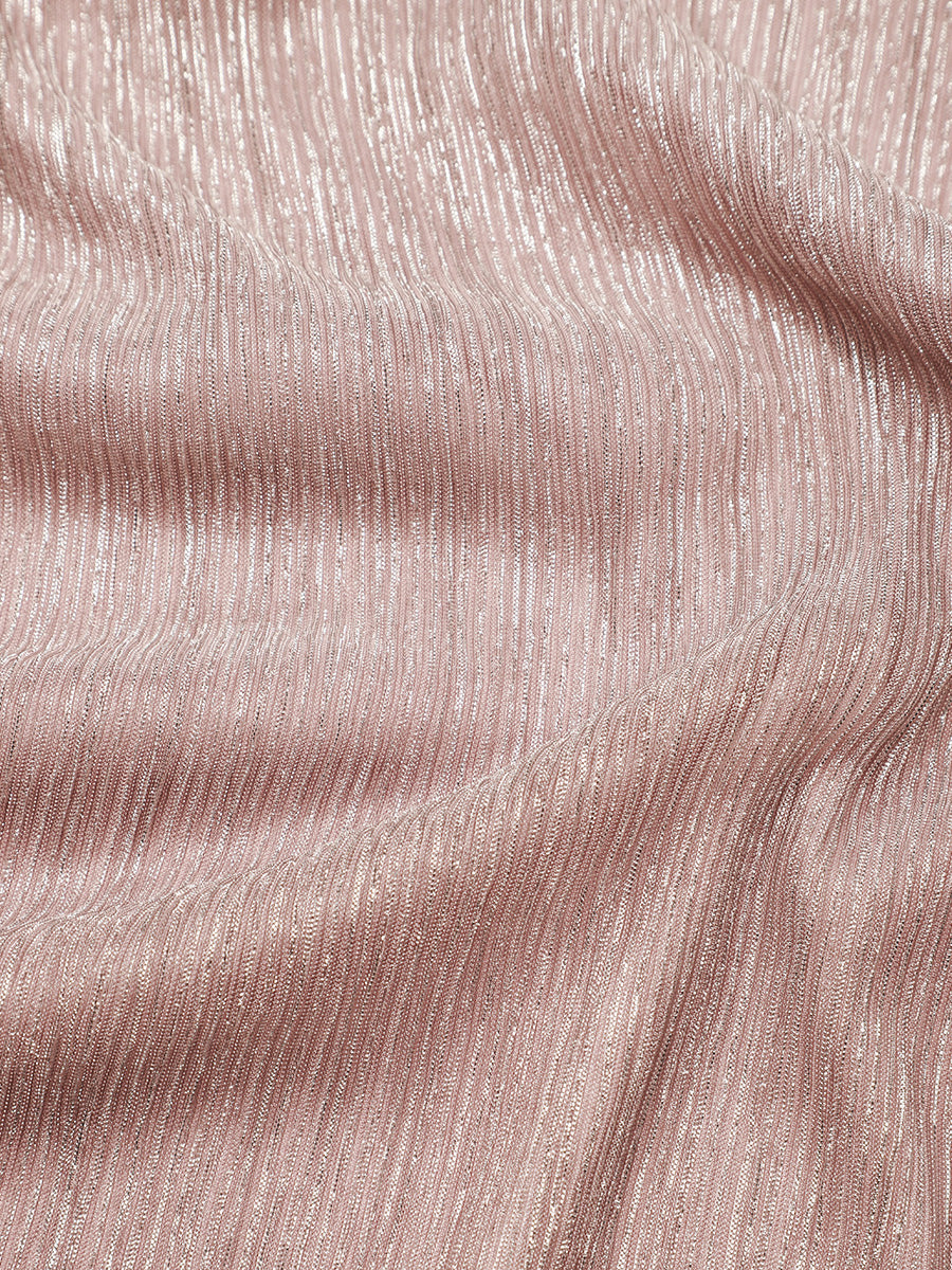 Robe A-Line sans manches maxi pliss¨¦e avec tissu extensible #Couleur_Rose métallisé