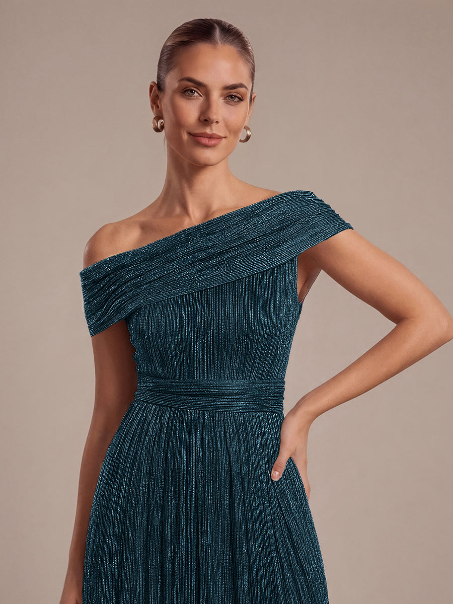 Robe A-Line sans manches maxi pliss¨¦e avec tissu extensible #Couleur_Bleu Sarcelle