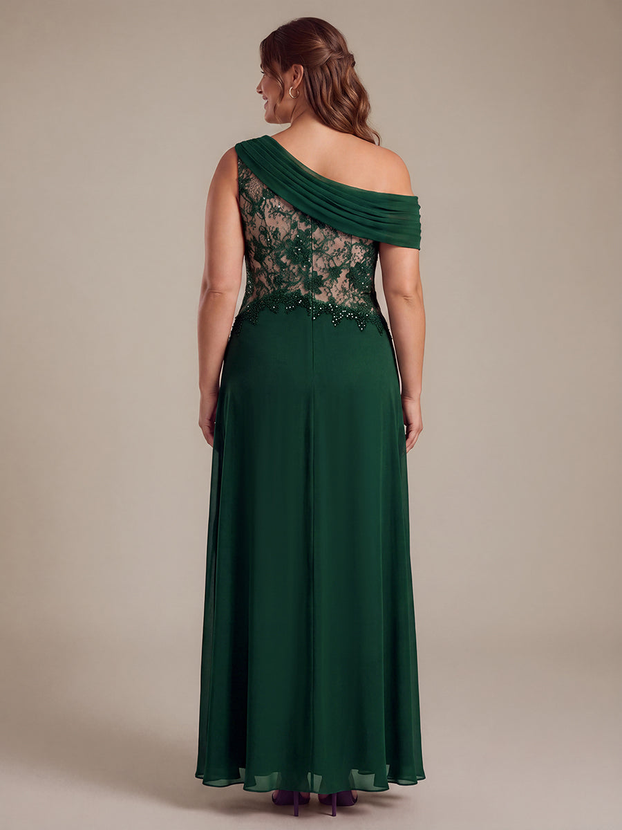 Robe maxi élégante sans manches à épaule unique transparente en A #Couleur_Vert Fonce