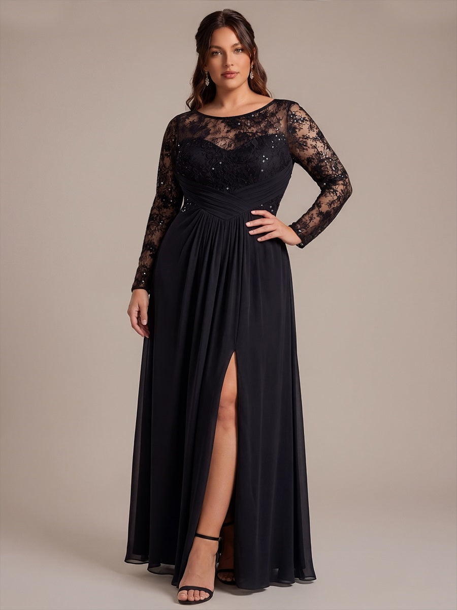 Mousseline Coupe trapèze Fermeture zippée au dos Robe #Couleur_Noir