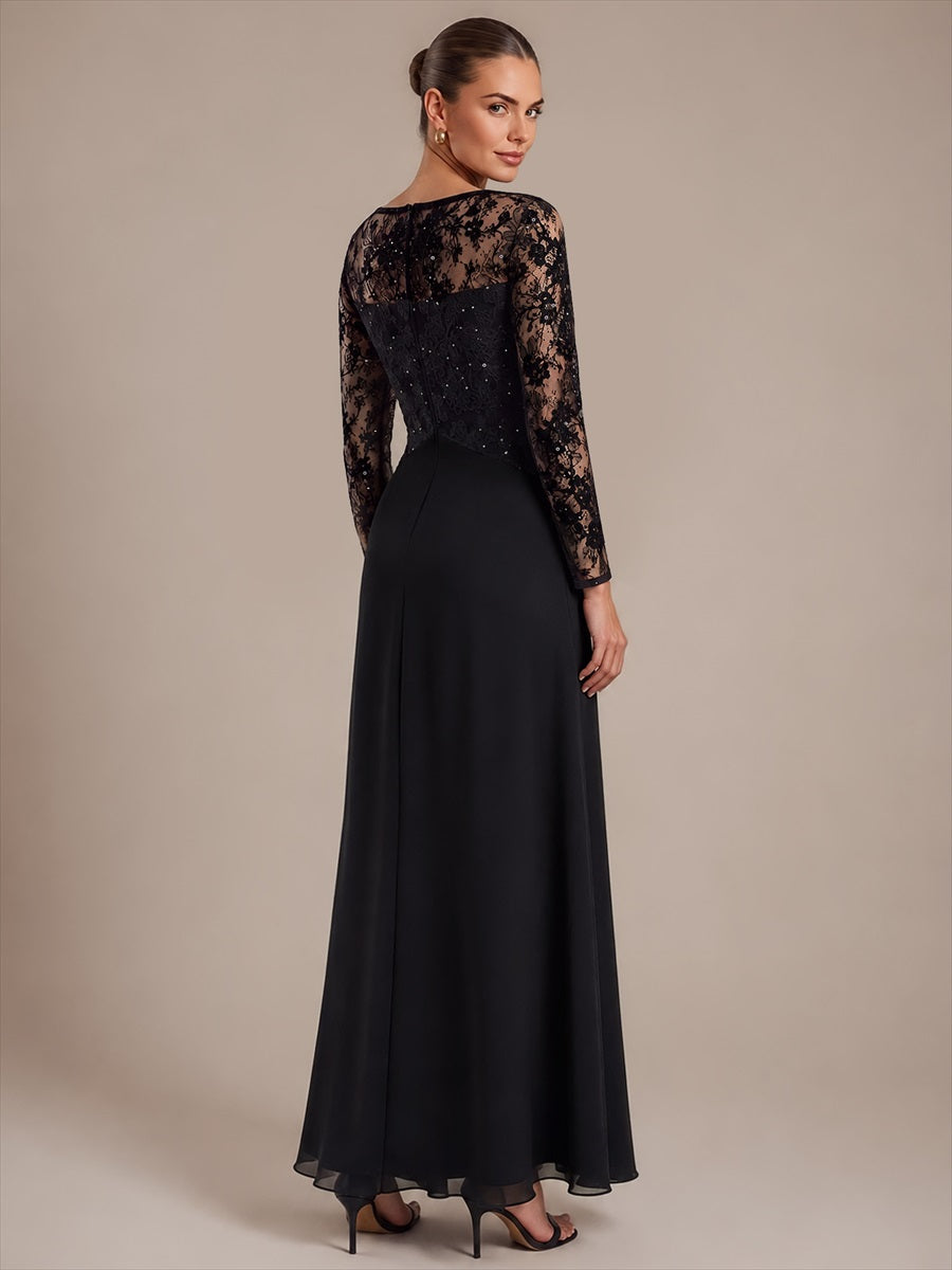 Mousseline Coupe trapèze Fermeture zippée au dos Robe #Couleur_Noir
