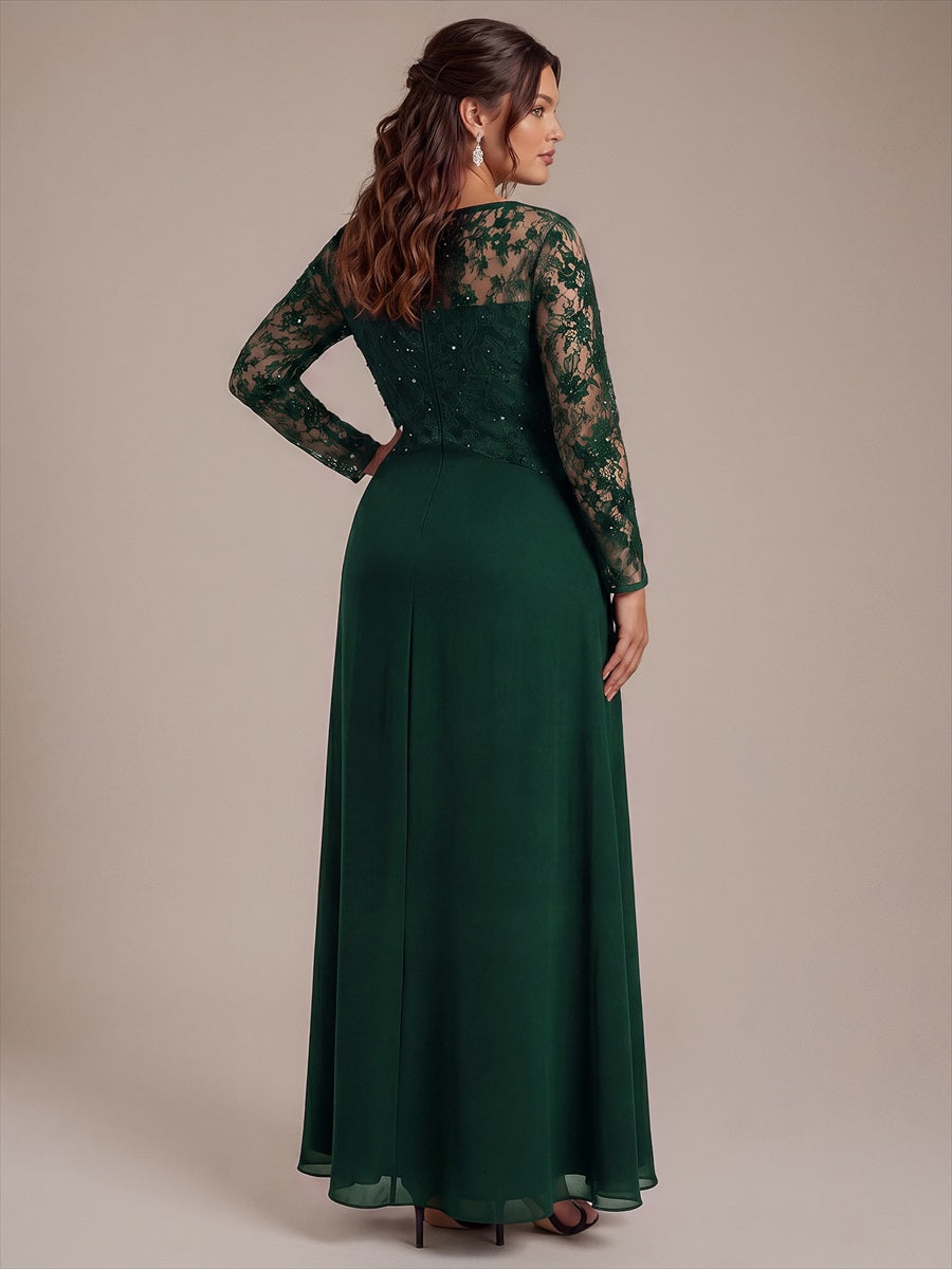 Mousseline Coupe trapèze Fermeture zippée au dos Robe #Couleur_Vert Fonce