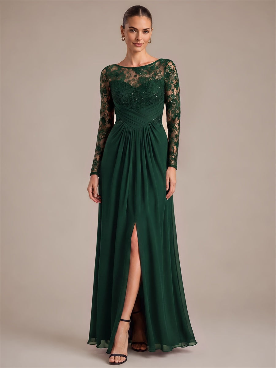 Mousseline Coupe trapèze Fermeture zippée au dos Robe #Couleur_Vert Fonce