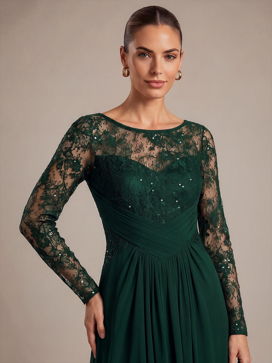 Mousseline Coupe trapèze Fermeture zippée au dos Robe #Couleur_Vert Fonce