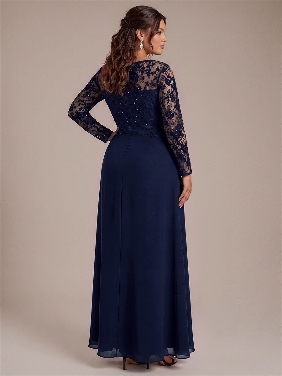 Mousseline Coupe trapèze Fermeture zippée au dos Robe #Couleur_Bleu 