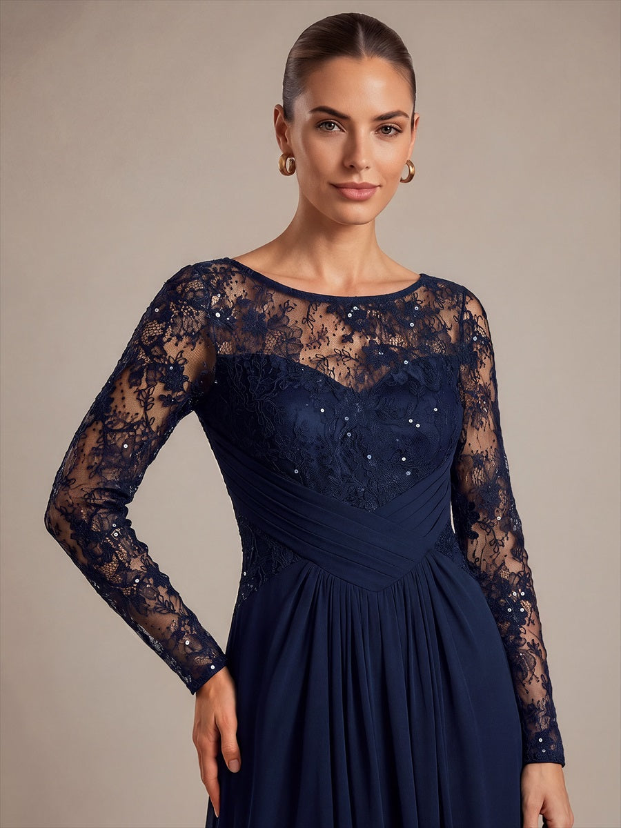 Mousseline Coupe trapèze Fermeture zippée au dos Robe #Couleur_Bleu Marine