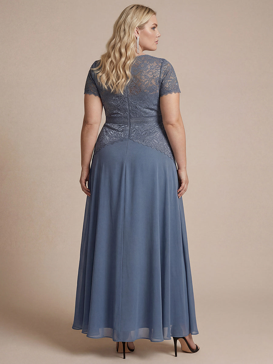 robe longue à encolure ronde à manches courtes en sequins coupe évasée #Couleur_Marine Fume