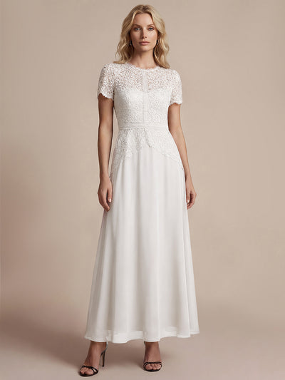 Robe longue à encolure ronde à manches courtes en sequins coupe évasée