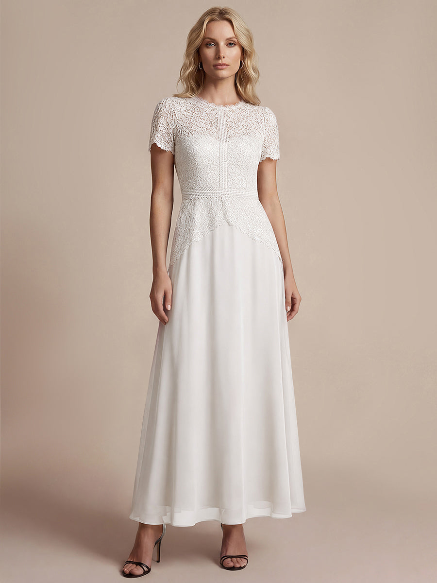 robe longue à encolure ronde à manches courtes en sequins coupe évasée #Couleur_Blanc