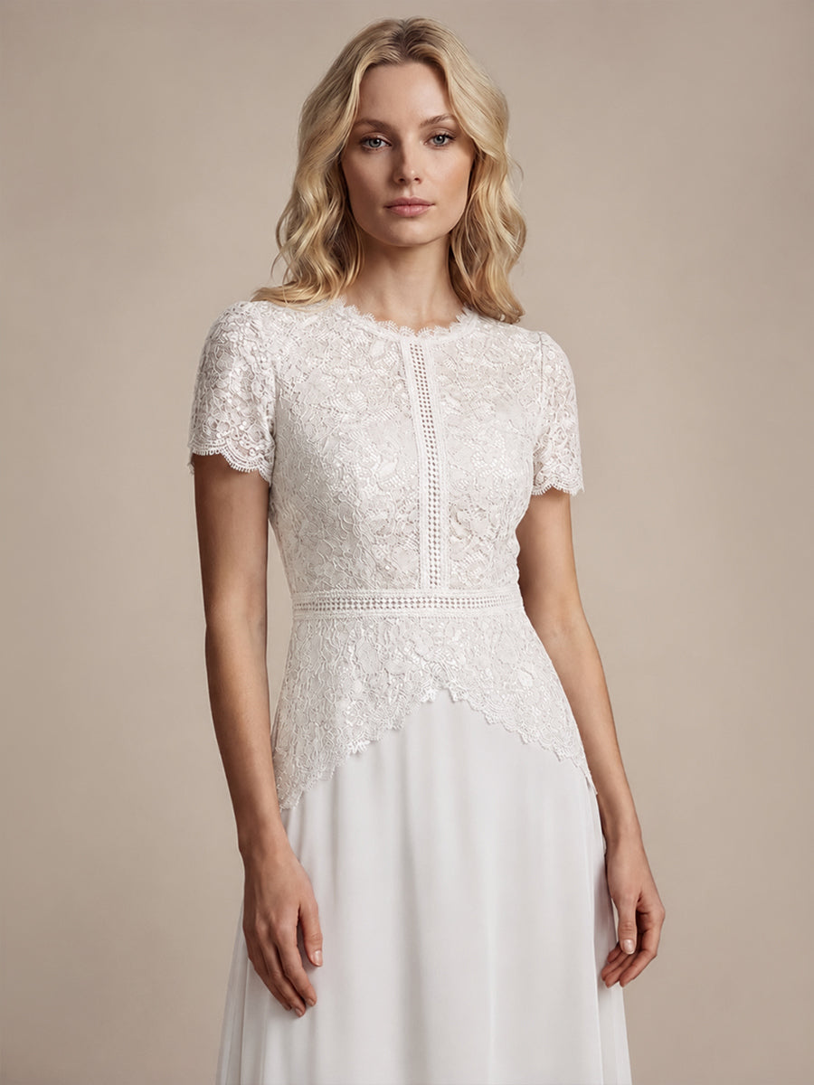 robe longue à encolure ronde à manches courtes en sequins coupe évasée #Couleur_Blanc