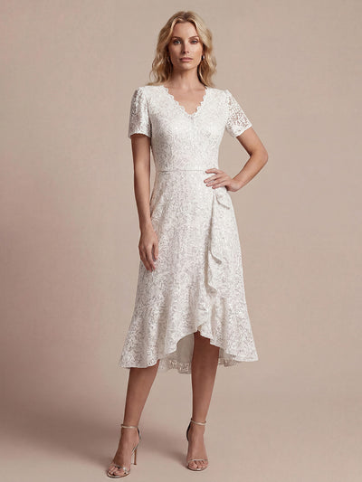 Robe midi sirène à volants en sequins à manches courtes