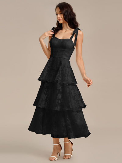 ever CODI|Robe midi à corsage à volants avec bretelles nouées et imprimé floral