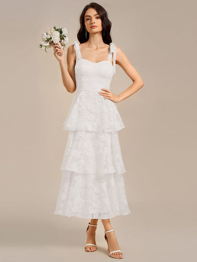 ever CODI|Robe midi à corsage à volants avec bretelles nouées et imprimé floral