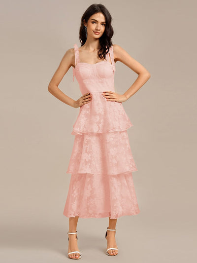 ever CODI|Robe midi à corsage à volants avec bretelles nouées et imprimé floral