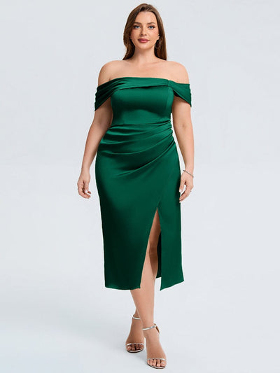 pretty DIANELLE|Robe de mariée fendue en satin grande taille