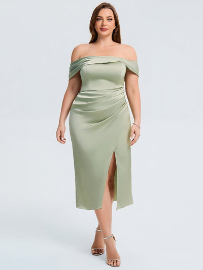 pretty DIANELLE|Robe de mariée fendue en satin grande taille