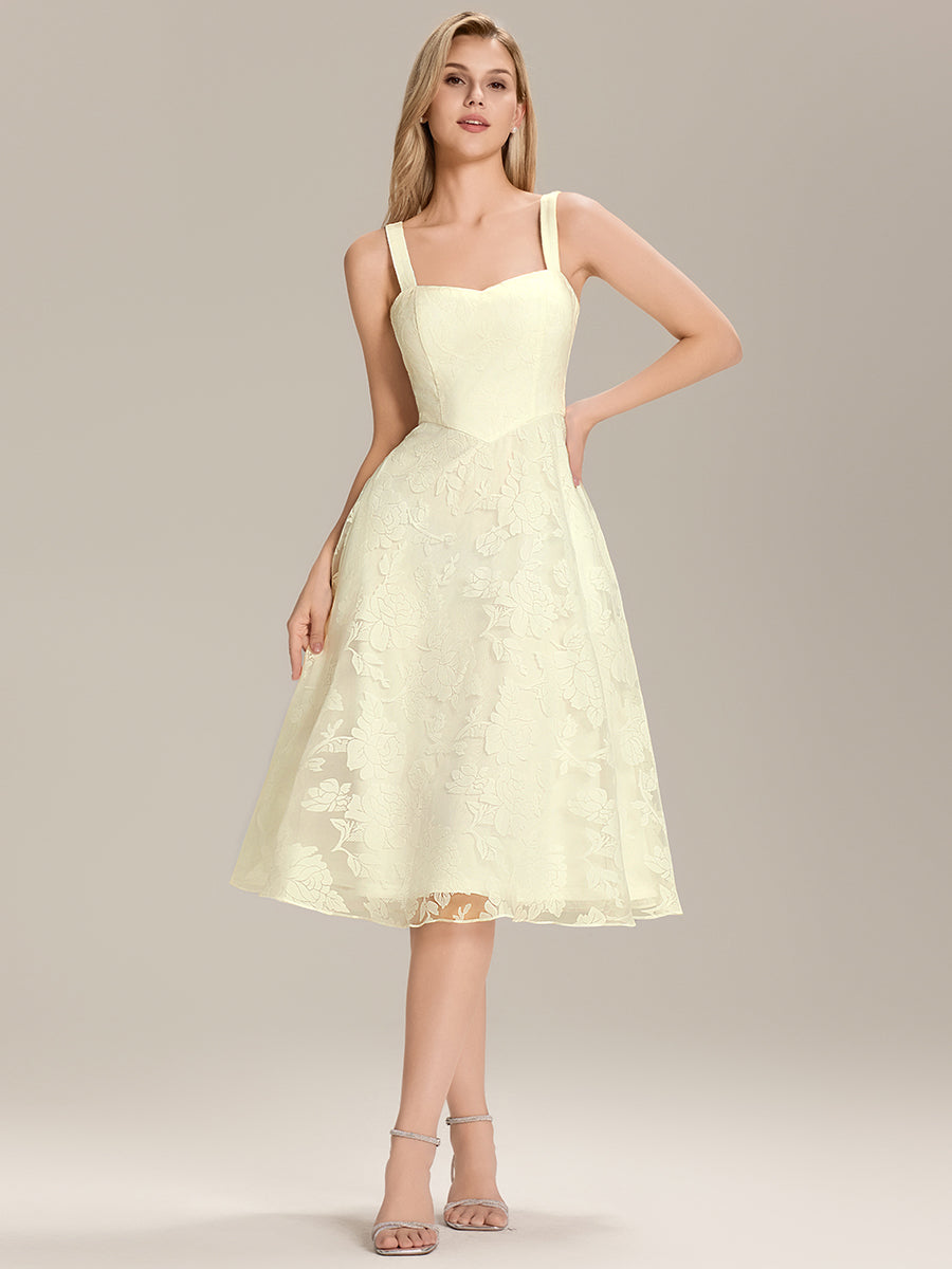 Robe de remise de diplôme mi-longue à fleurs avec poches #Couleur_Jaune