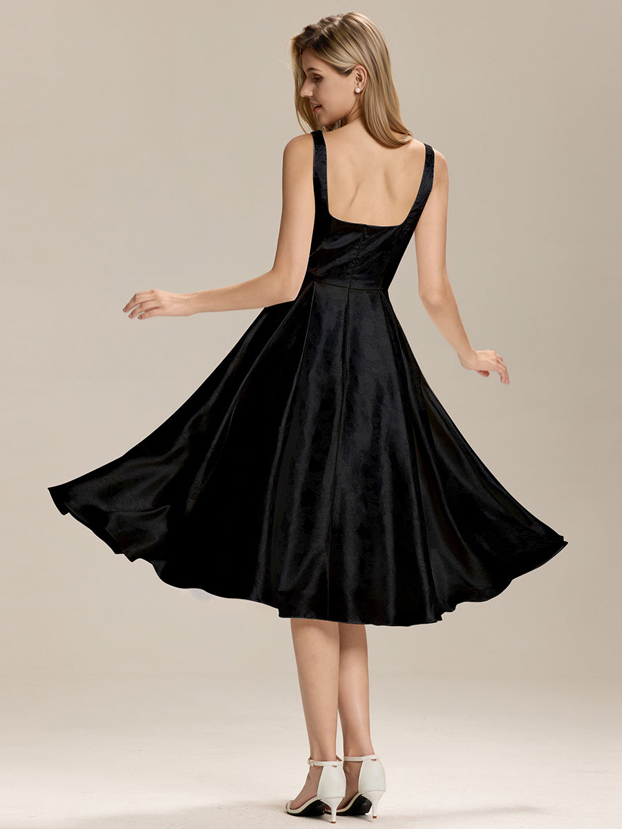 Robe de remise de diplôme en satin à fleurs #Couleur_Noir