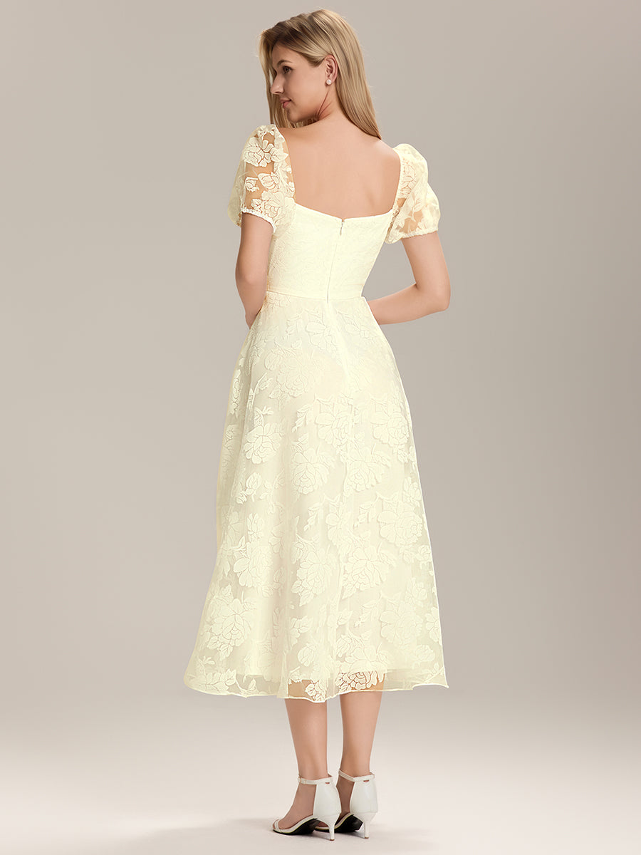 Robe de remise de diplôme trapèze en mousseline à manches bouffantes #Couleur_Jaune