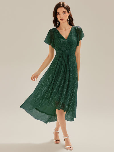 ever MIA|Robe d’invité de mariage en paillettes avec volants