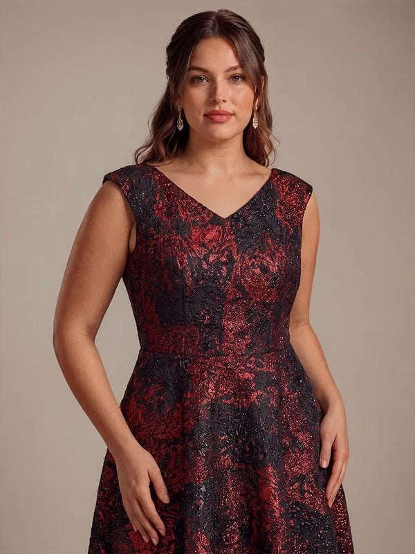 robe midi sans ¨¦lasticit¨¦ ¨¤ manches courtes en V avec fermeture ¨¦clair au dos #Couleur_Bourgogne/Noir
