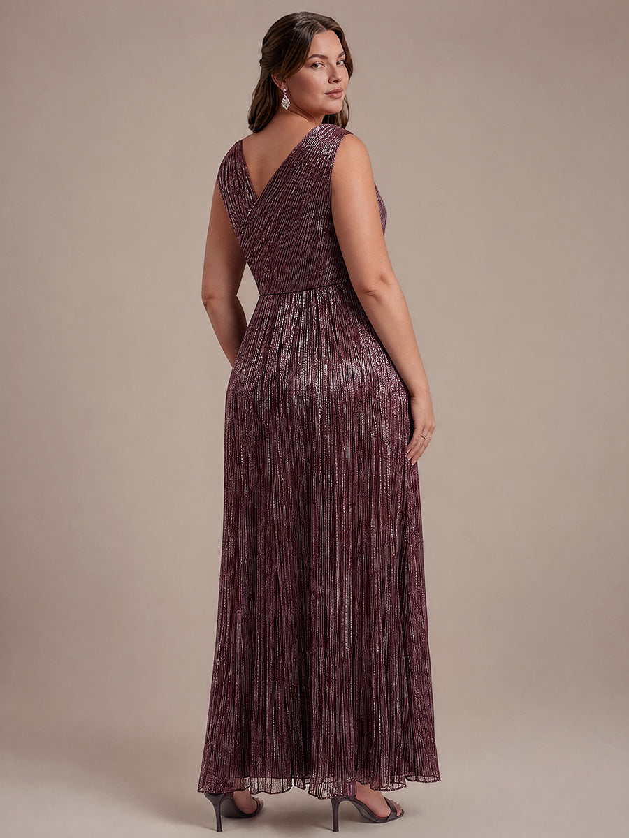 Robe maxi sans manches ¨¤ encolure asym¨¦trique avec fente lat¨¦rale et tissu extensible #Couleur_Brun Acajou