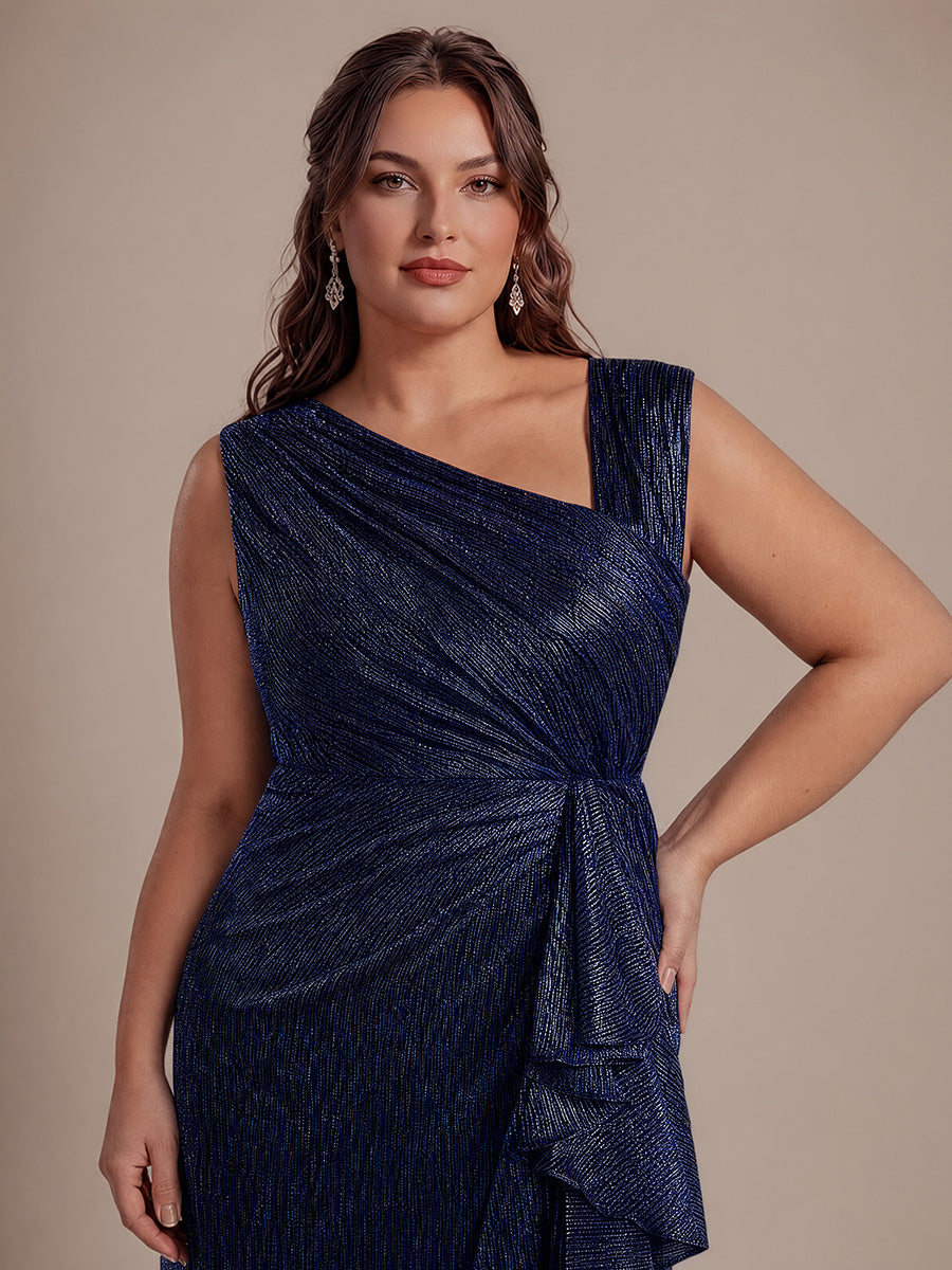 Robe maxi sans manches ¨¤ encolure asym¨¦trique avec fente lat¨¦rale et tissu extensible #Couleur_Bleu Marine