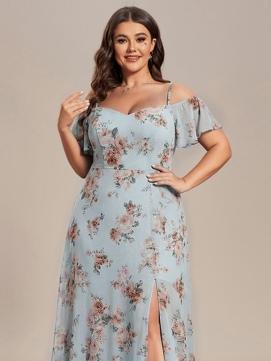 Robe d'invité de mariage trapèze en mousseline fluide à encolure ronde et longueur au genou #Couleur_Floraison Ambrée