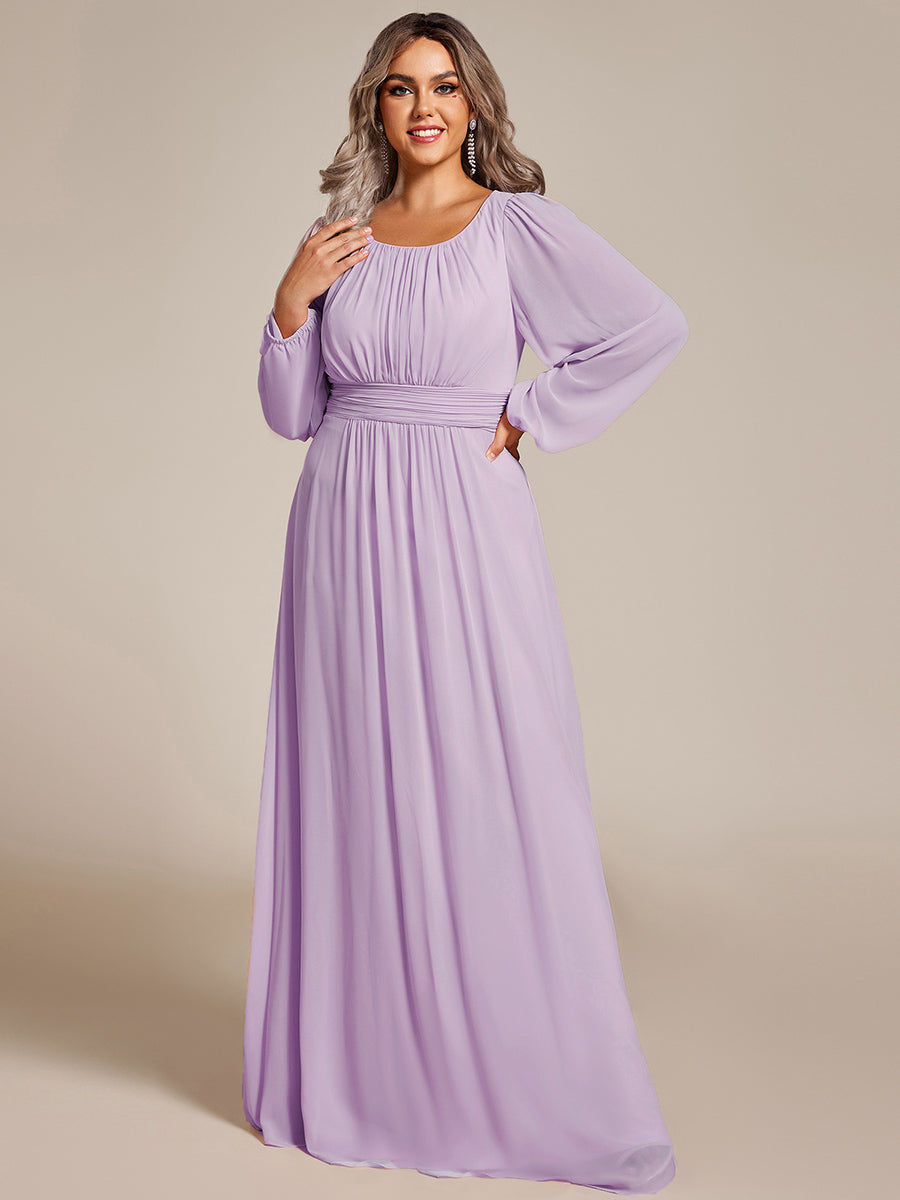 Robe demoiselle d'honneur en mousseline à taille haute Manches bouffantes #Couleur_Lilas Givré
