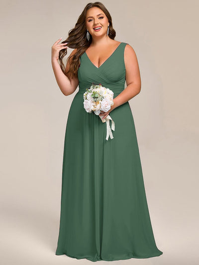 Robe de demoiselle d'honneur grande taille sans bretelles à col en V et à lacets