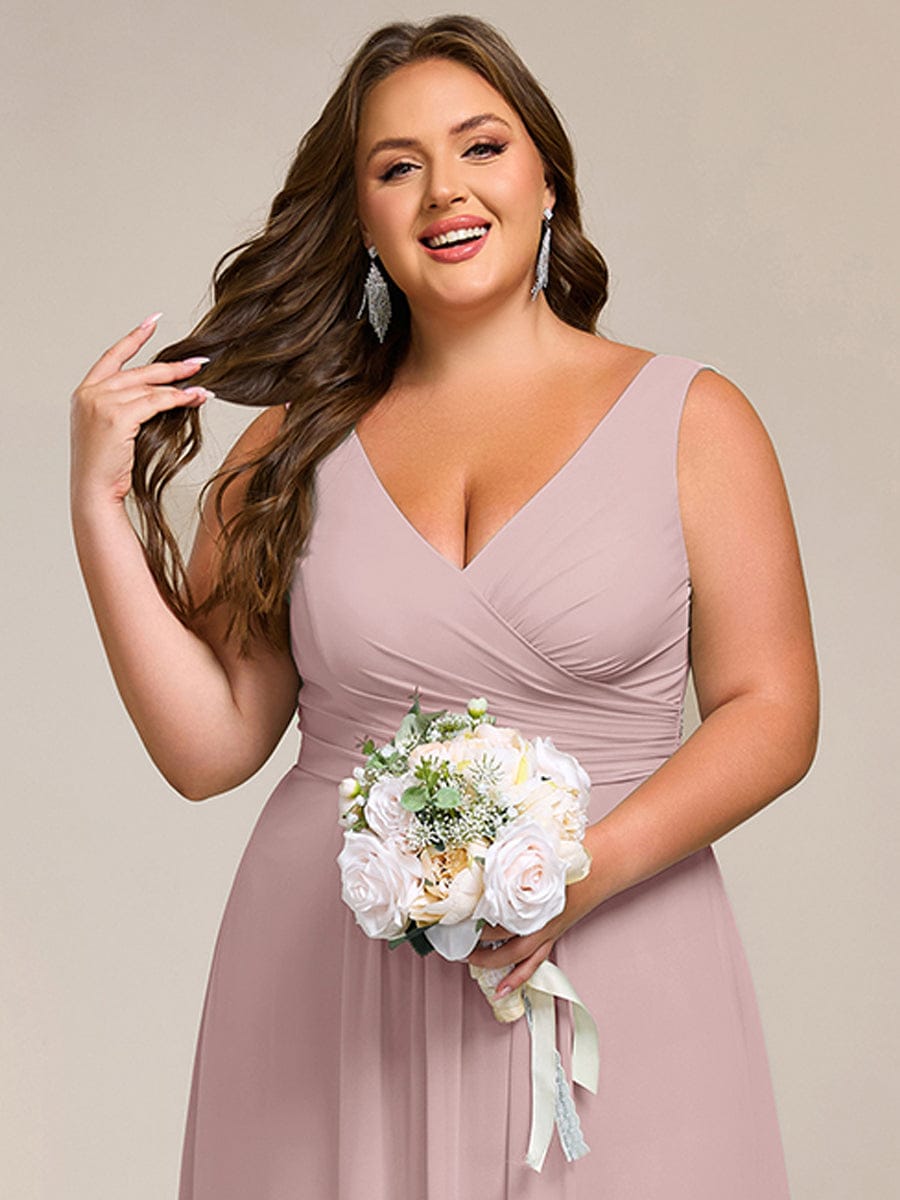 Robe d'invité de mariage trapèze en mousseline fluide à encolure ronde et longueur au genou #Couleur_Lilas