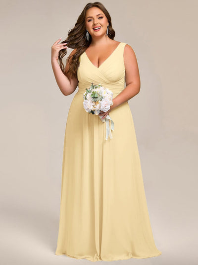 Robe de demoiselle d'honneur grande taille sans bretelles à col en V et à lacets