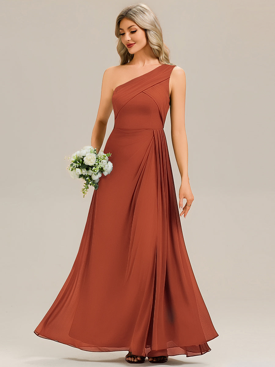Robe midi sans manches asymétrique avec des rubans fluides rassemblés Robe de demoiselle d'honneur #Couleur_Burnt Orange