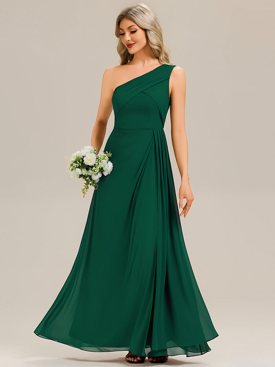 Robe midi sans manches asymétrique avec des rubans fluides rassemblés Robe de demoiselle d'honneur #Couleur_Vert Fonce