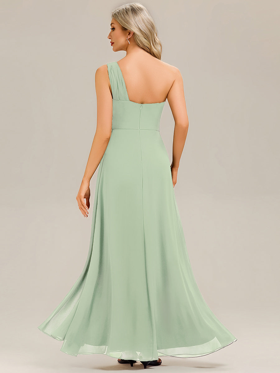 Robe midi sans manches asymétrique avec des rubans fluides rassemblés Robe de demoiselle d'honneur #Couleur_Menthe Verte