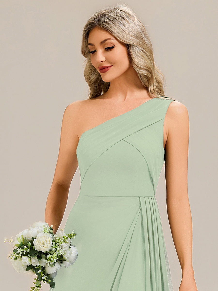 Robe midi sans manches asymétrique avec des rubans fluides rassemblés Robe de demoiselle d'honneur #Couleur_Menthe Verte