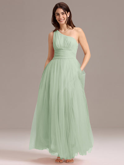 ever BELISSE|Robe de demoiselle d'honneur trapèze asymétrique en tulle à volants