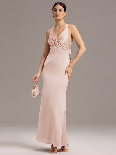 ever MINTA|Robe longue sirène en satin avec nœud croisé dans le dos