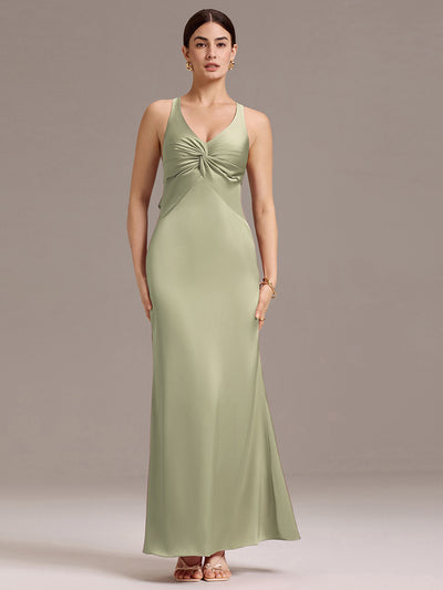 ever MINTA|Robe longue en satin avec nœuds croisés dans le dos