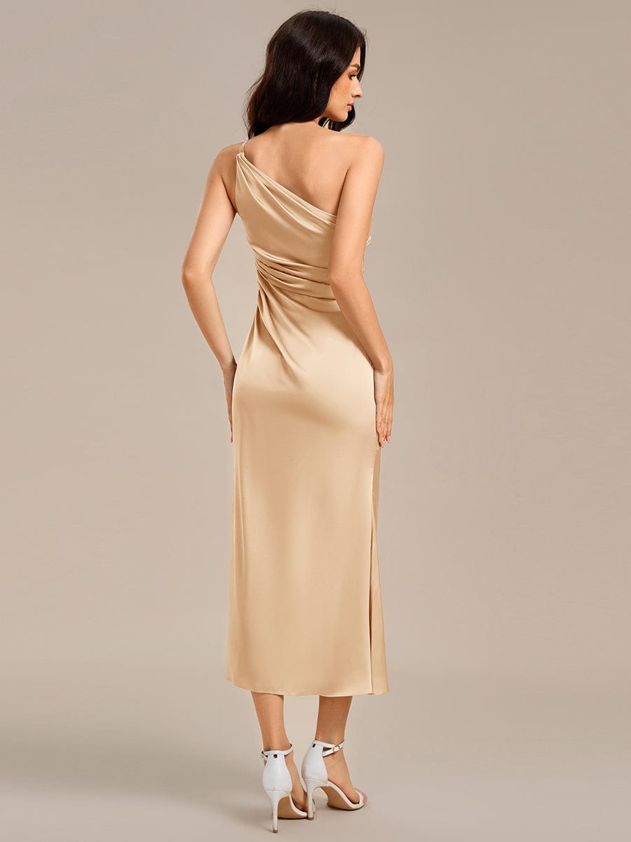 Robe d'invité de mariage trapèze en mousseline fluide à encolure ronde et longueur au genou #Couleur_Charbon