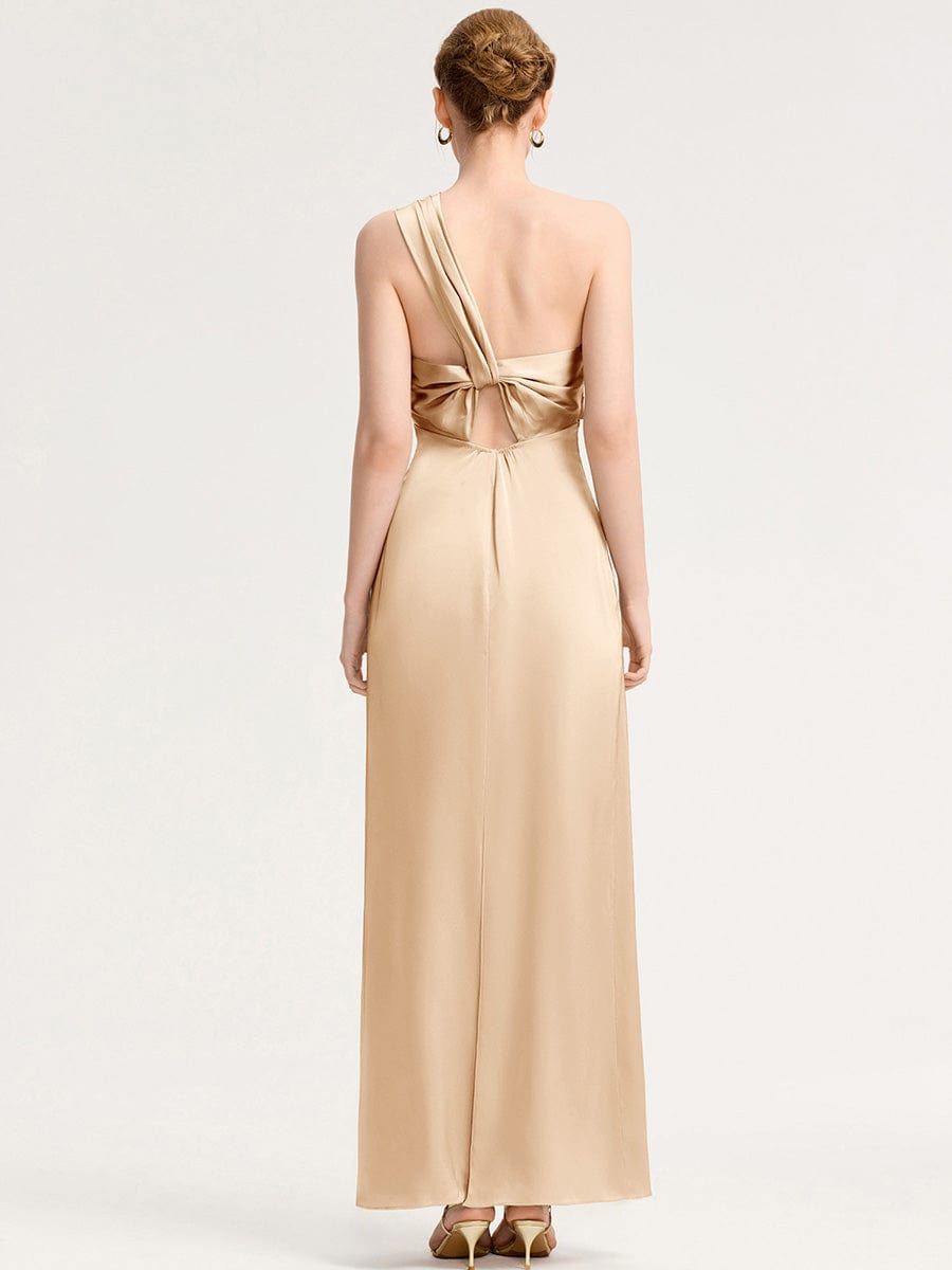 Robe d'invité de mariage trapèze en mousseline fluide à encolure ronde et longueur au genou #Couleur_Charbon