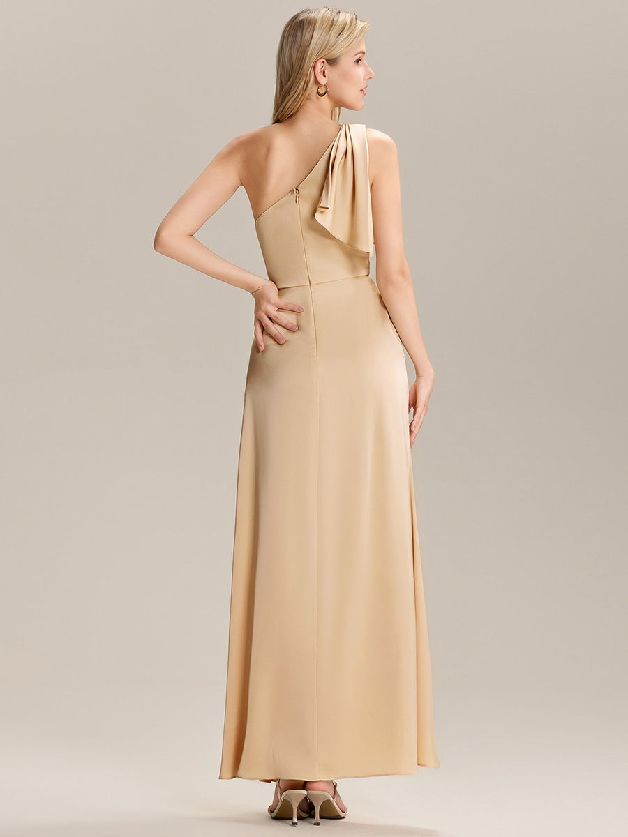 Robe longue asymétrique sans manches fente haute #Couleur_Charbon