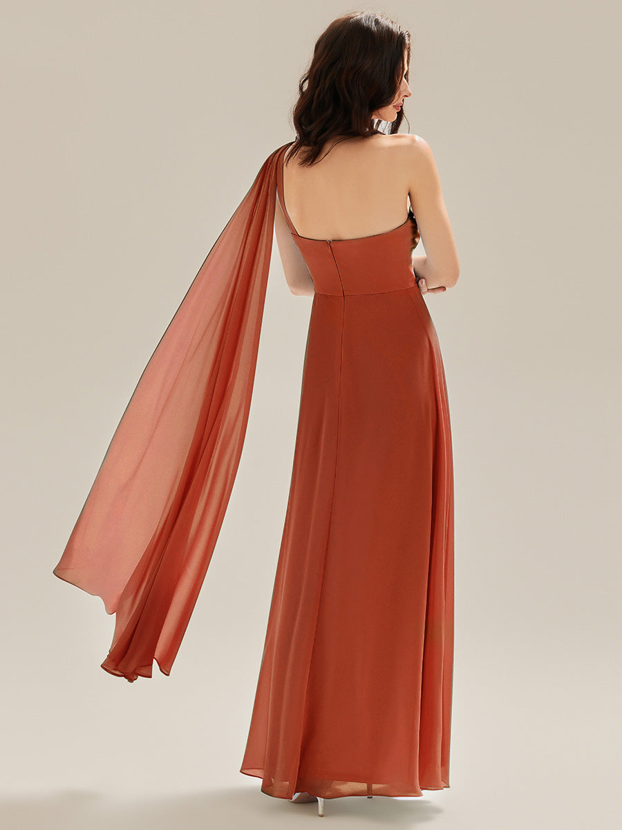 Robe longue sans manches décolletée en V plis soleil #Couleur_Burnt Orange