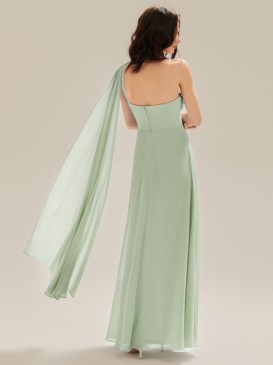 Robe longue sans manches décolletée en V plis soleil #Couleur_Menthe Verte