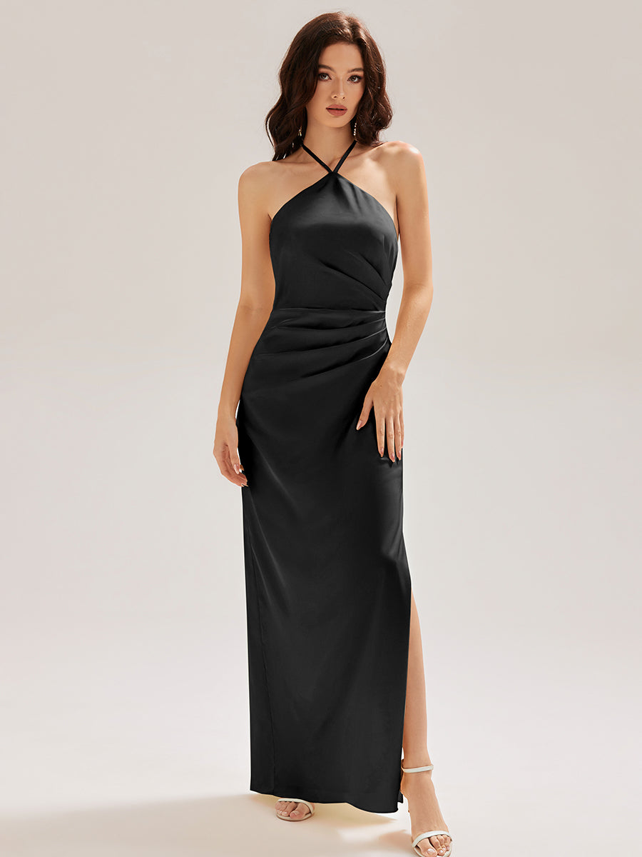 Robe longue sans manches à fleurs #Couleur_Noir